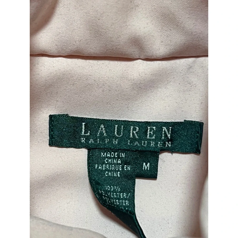 Lauren Ralph Lauren Quilted Belted Vest Pink Sleeveless Zip Front Pockets Womens